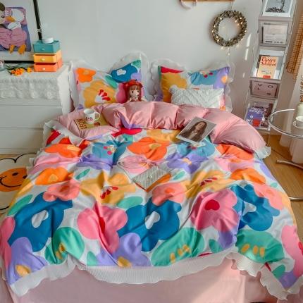 91家纺网 家纺一手货源 找家纺 （总）安哆啦 2021新款全棉花边四件套