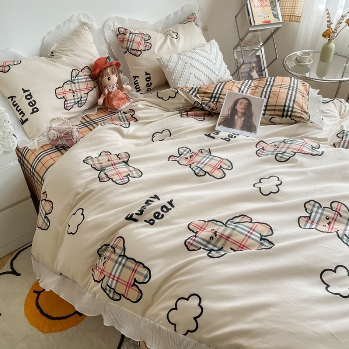 91家纺网 家纺一手货源 找家纺 安哆啦 2021新款全棉花边四件套 宝莉