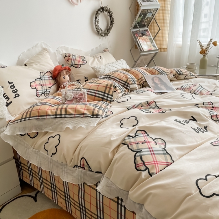 91家纺网 家纺一手货源 找家纺 安哆啦 2021新款全棉花边四件套 宝莉