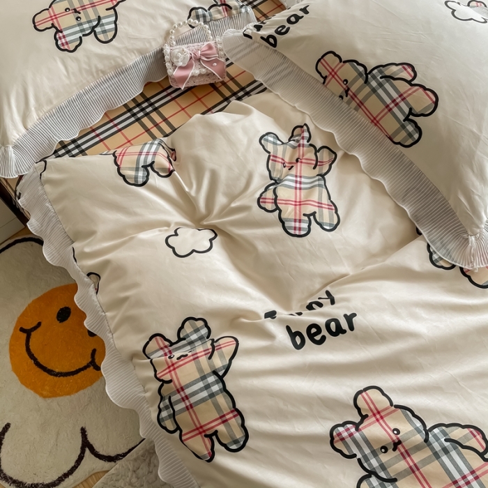 91家纺网 家纺一手货源 找家纺 安哆啦 2021新款全棉花边四件套 宝莉