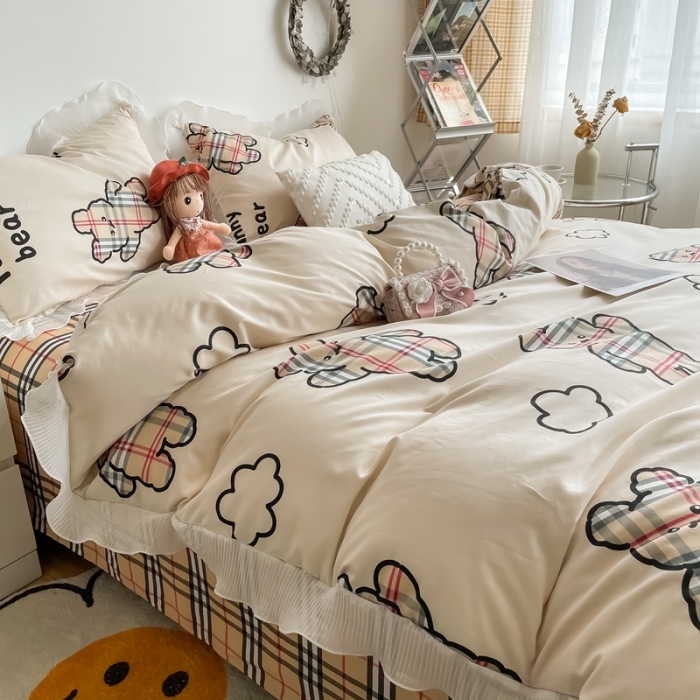 91家纺网 家纺一手货源 找家纺 安哆啦 2021新款全棉花边四件套 宝莉