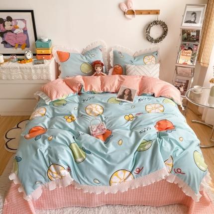 安哆啦 2021新款全棉花边四件套 橙之恋