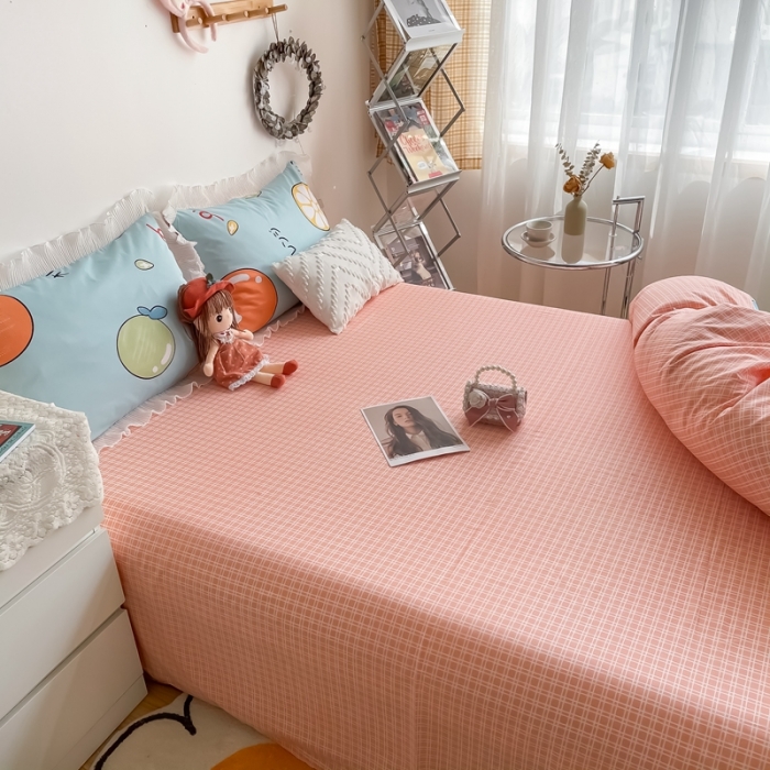 91家纺网 家纺一手货源 找家纺 安哆啦 2021新款全棉花边四件套 橙之恋