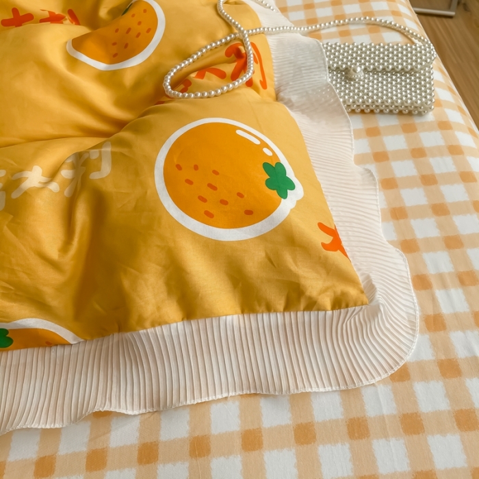 91家纺网 家纺一手货源 找家纺 安哆啦 2021新款全棉花边四件套 大桔大利