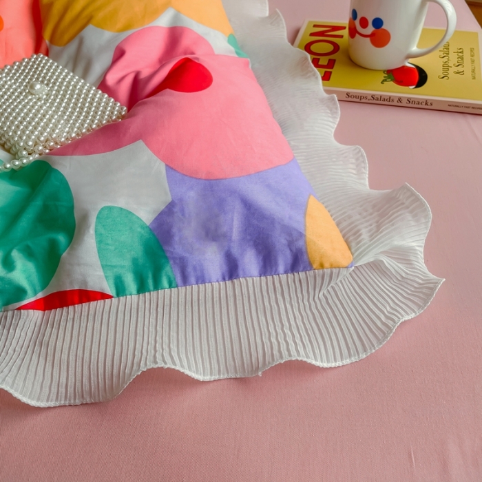 91家纺网 家纺一手货源 找家纺 安哆啦 2021新款全棉花边四件套 朵美