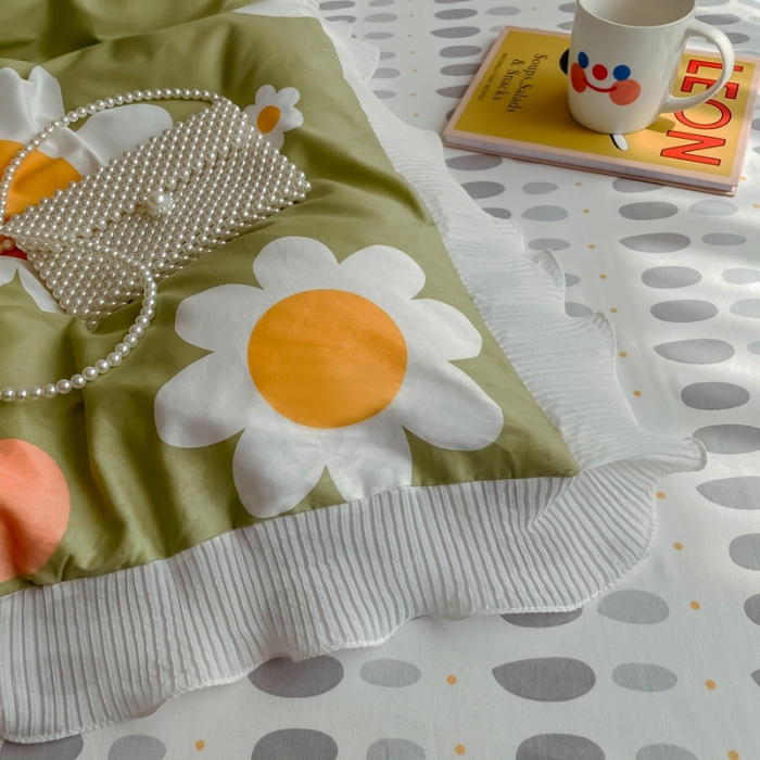 91家纺网 家纺一手货源 找家纺 安哆啦 2021新款全棉花边四件套 花若香