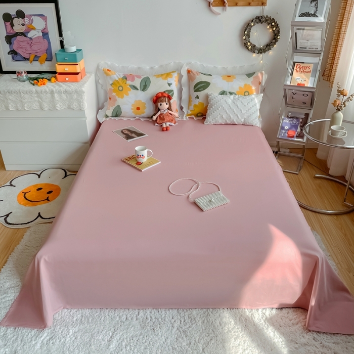 91家纺网 家纺一手货源 找家纺 安哆啦 2021新款全棉花边四件套 花语黄