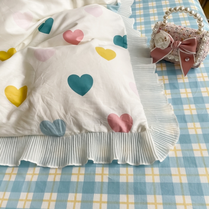 91家纺网 家纺一手货源 找家纺 安哆啦 2021新款全棉花边四件套 浪漫告白