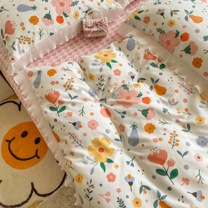 91家纺网 家纺一手货源 找家纺 安哆啦 2021新款全棉花边四件套 千禧