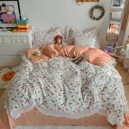 91家纺网 家纺一手货源 找家纺 安哆啦 2021新款全棉花边四件套 情书