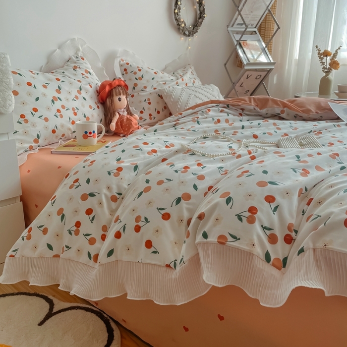 91家纺网 家纺一手货源 找家纺 安哆啦 2021新款全棉花边四件套 情书