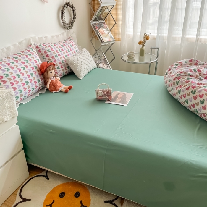 91家纺网 家纺一手货源 找家纺 安哆啦 2021新款全棉花边四件套 小心心