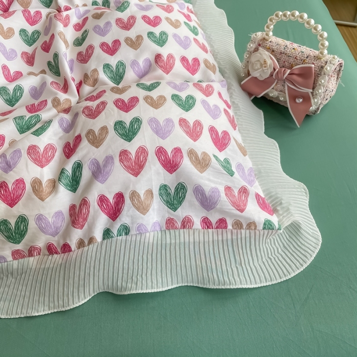 91家纺网 家纺一手货源 找家纺 安哆啦 2021新款全棉花边四件套 小心心