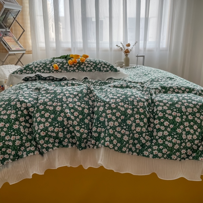 91家纺网 家纺一手货源 找家纺 安哆啦 2021新款全棉花边四件套 邂逅