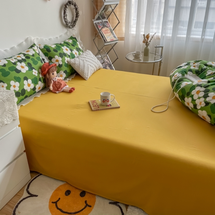 91家纺网 家纺一手货源 找家纺 安哆啦 2021新款全棉花边四件套 油画