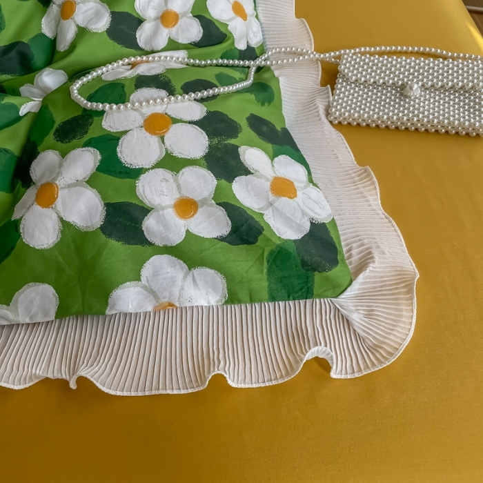 91家纺网 家纺一手货源 找家纺 安哆啦 2021新款全棉花边四件套 油画