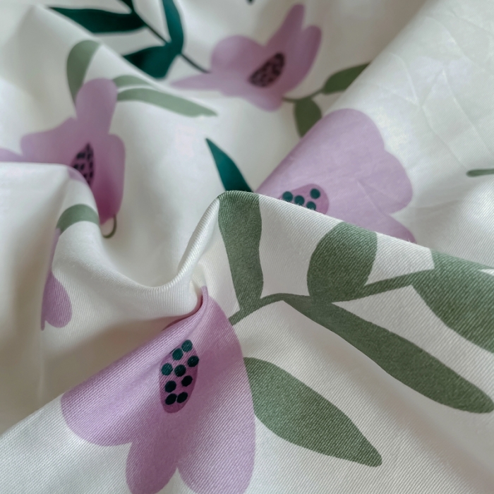 91家纺网 家纺一手货源 找家纺 安哆啦 2021新款全棉花边四件套 紫小花