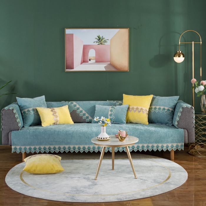 91家纺网 家纺一手货源 找家纺 （总）共鸣沙发垫 北欧简约沙发垫四季通用防滑雪尼尔沙发套罩