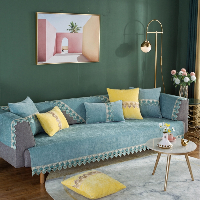 91家纺网 家纺一手货源 找家纺 （总）共鸣沙发垫 北欧简约沙发垫四季通用防滑雪尼尔沙发套罩