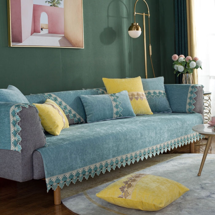 91家纺网 家纺一手货源 找家纺 （总）共鸣沙发垫 北欧简约沙发垫四季通用防滑雪尼尔沙发套罩