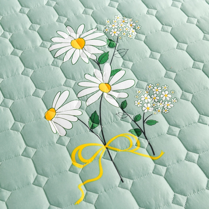 91家纺网 家纺一手货源 找家纺 2022新款加厚磨毛夹棉床笠亲肤全包床垫保护套 菊上花开