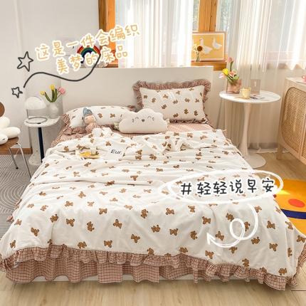 91家纺网 家纺一手货源 找家纺 （总）婳庭2021新款全棉水洗棉夏被四件套被套四件套单夏被