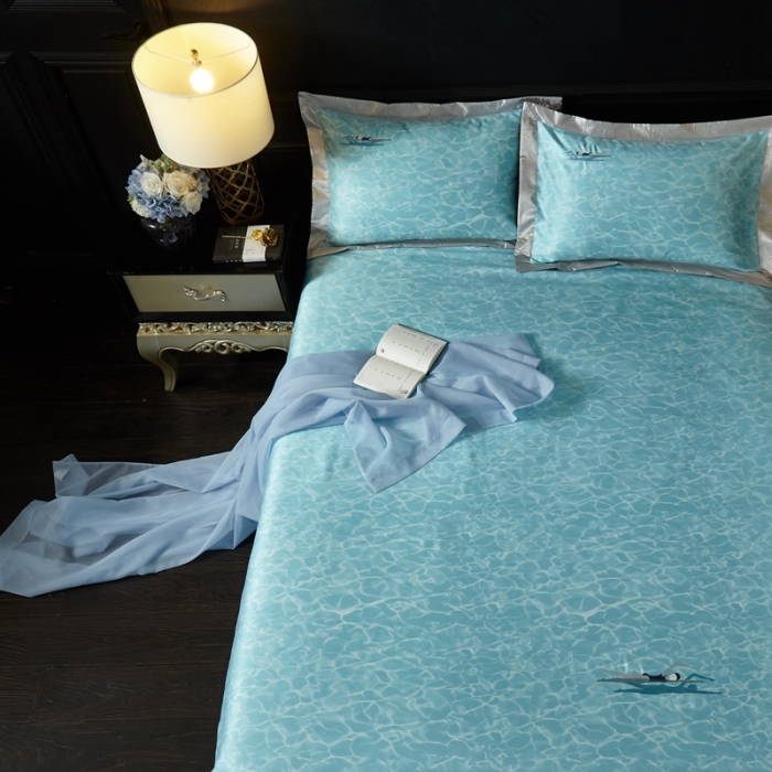 91家纺网 家纺一手货源 找家纺 威克凯丽 2023新款竹语天丝软凉席定位款 碧波荡漾