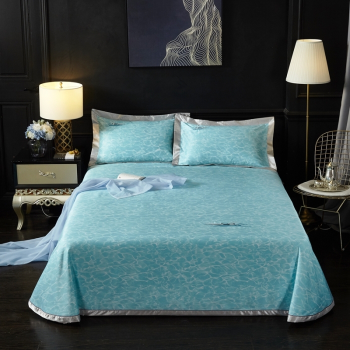 91家纺网 家纺一手货源 找家纺 威克凯丽 2023新款竹语天丝软凉席定位款 碧波荡漾