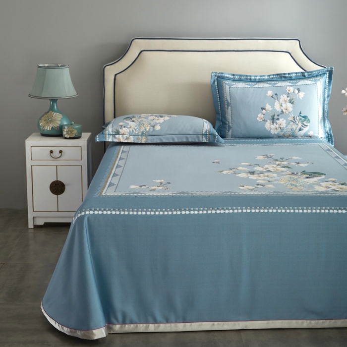 91家纺网 家纺一手货源 找家纺 威克凯丽 2023新款竹语天丝软凉席定位款 归田园-绿