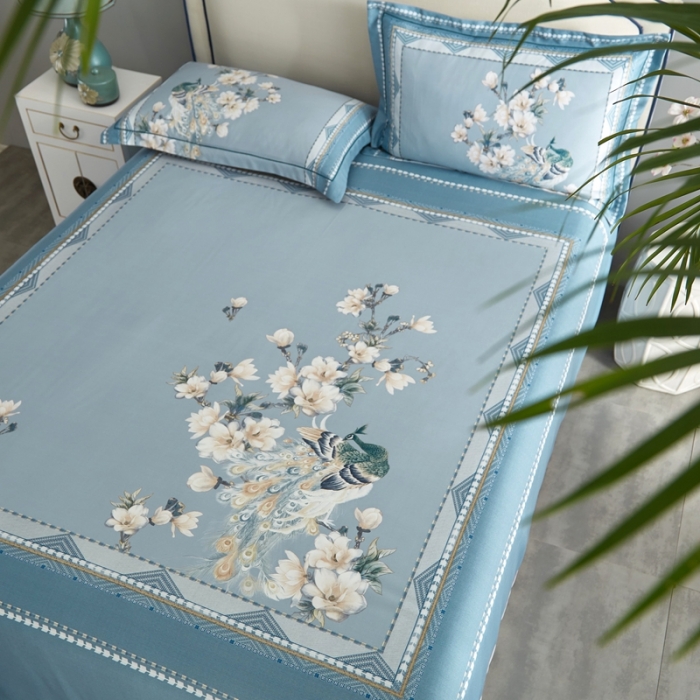 91家纺网 家纺一手货源 找家纺 威克凯丽 2023新款竹语天丝软凉席定位款 归田园-绿