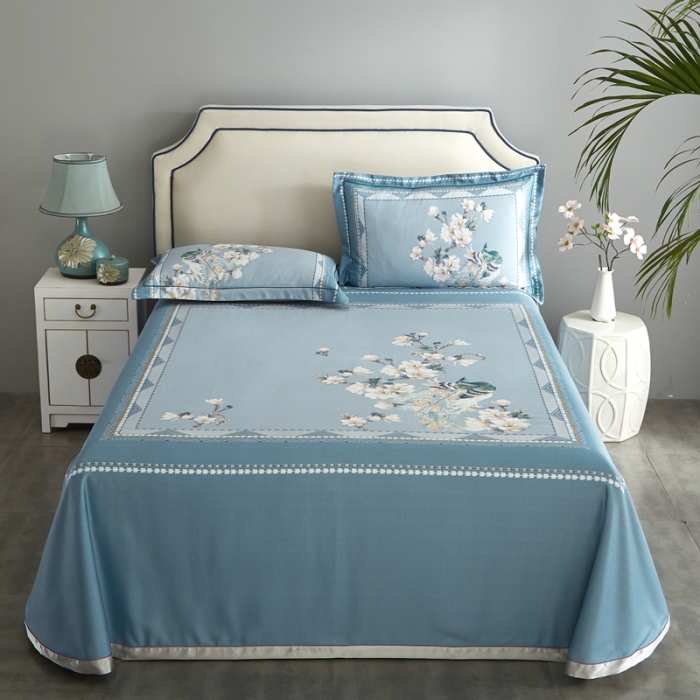 91家纺网 家纺一手货源 找家纺 威克凯丽 2023新款竹语天丝软凉席定位款 归田园-绿