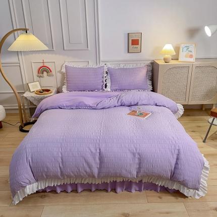 91家纺网 家纺一手货源 找家纺 （总）秋艳 荷叶边泡泡纱床裙四件套床单公主系列