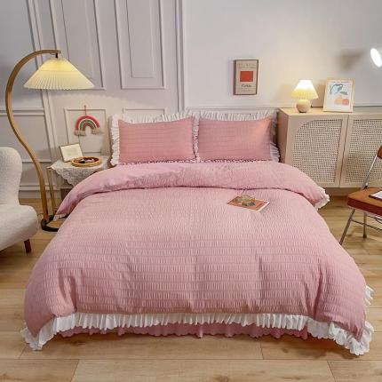 91家纺网 家纺一手货源 找家纺 （总）秋艳 荷叶边泡泡纱床裙四件套床单公主系列