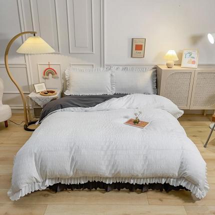 91家纺网 家纺一手货源 找家纺 （总）秋艳 荷叶边泡泡纱床裙四件套床单公主系列