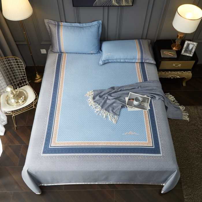 91家纺网 家纺一手货源 找家纺 威克凯丽 2023新款竹语天丝软凉席定位款 特洛伊-灰