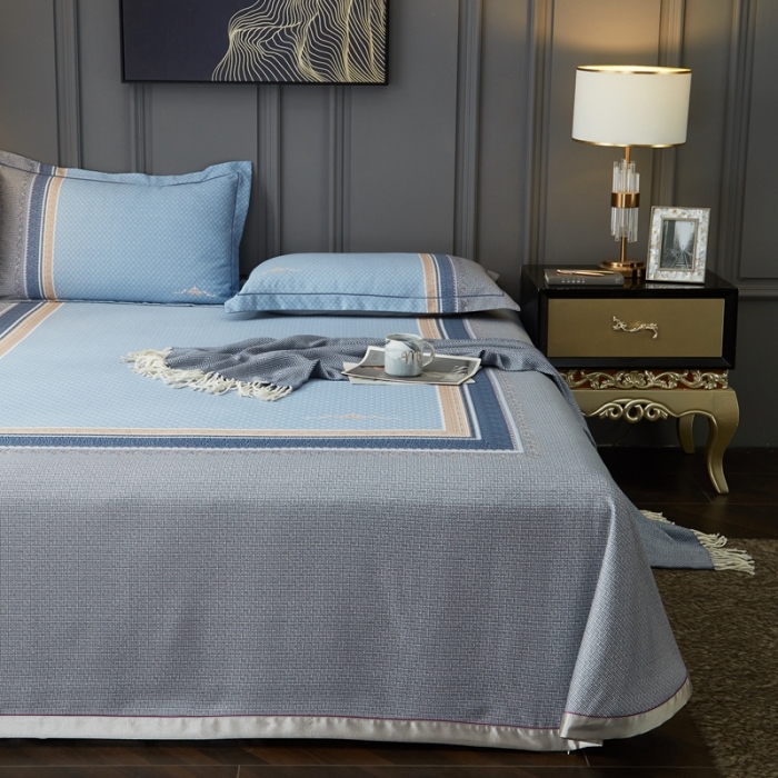 91家纺网 家纺一手货源 找家纺 威克凯丽 2023新款竹语天丝软凉席定位款 特洛伊-灰