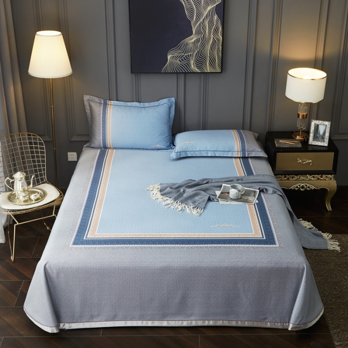 91家纺网 家纺一手货源 找家纺 威克凯丽 2023新款竹语天丝软凉席定位款 特洛伊-灰