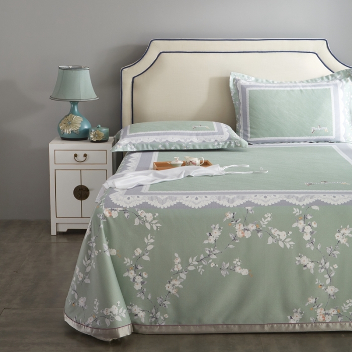 91家纺网 家纺一手货源 找家纺 威克凯丽 2023新款竹语天丝软凉席定位款 夏沫-绿