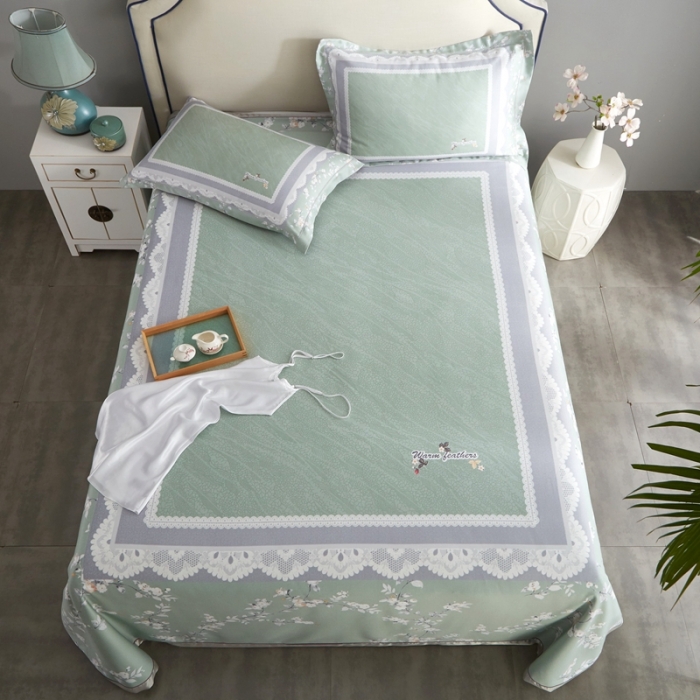 91家纺网 家纺一手货源 找家纺 威克凯丽 2023新款竹语天丝软凉席定位款 夏沫-绿