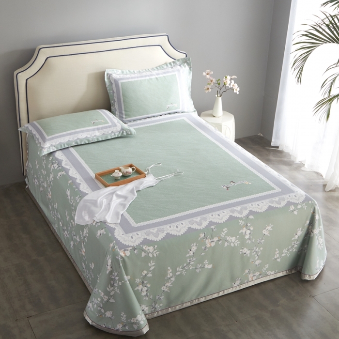 91家纺网 家纺一手货源 找家纺 威克凯丽 2023新款竹语天丝软凉席定位款 夏沫-绿