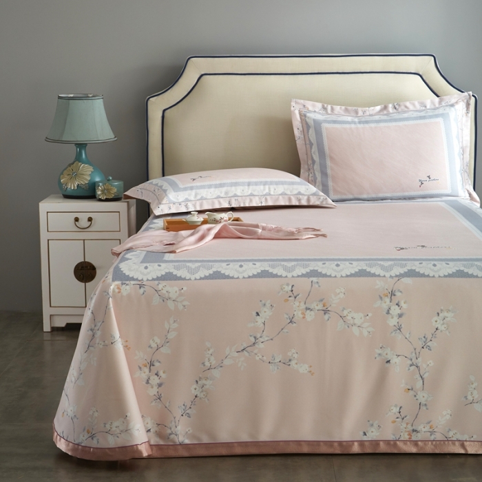 91家纺网 家纺一手货源 找家纺 威克凯丽 2023新款竹语天丝软凉席定位款 夏沫-玉粉