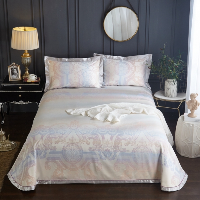 91家纺网 家纺一手货源 找家纺 威克凯丽 2023新款重磅七彩大提花纯竹纤维软凉席三件套艾珂