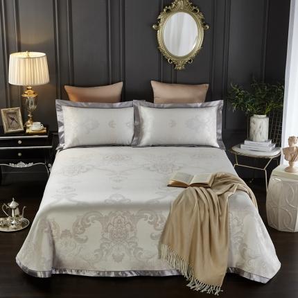 91家纺网 家纺一手货源 找家纺 威克凯丽 2023新款重磅七彩大提花纯竹纤维软凉席三件套莱奥