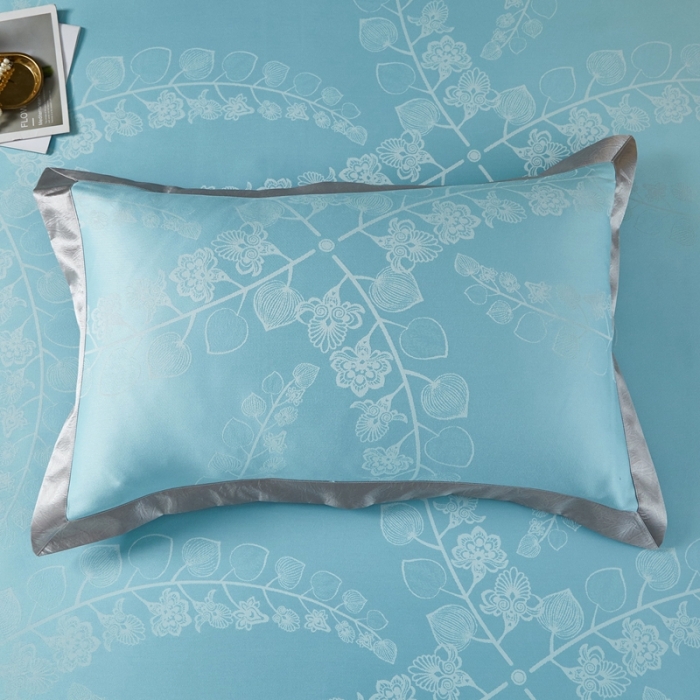 91家纺网 家纺一手货源 找家纺 威克凯丽2022款重磅七彩大提花纯竹纤维软凉席三件套尼桑-绿