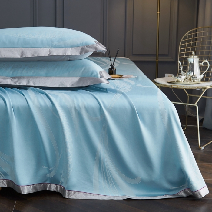 91家纺网 家纺一手货源 找家纺 威克凯丽2023新款重磅七彩大提花纯竹纤维软凉席三件套欧时列