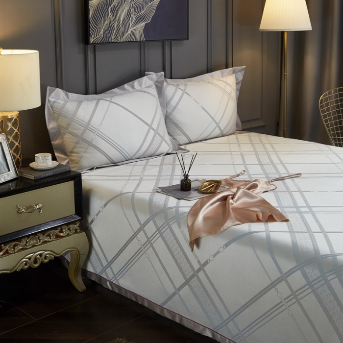 91家纺网 家纺一手货源 找家纺 威克凯丽 2023新款重磅七彩大提花纯竹纤维软凉席三件套瑞丽