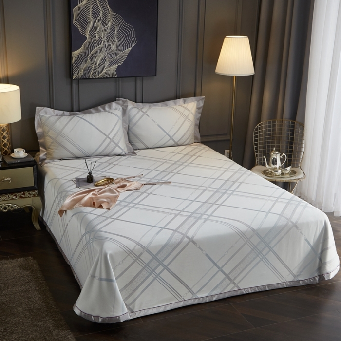 91家纺网 家纺一手货源 找家纺 威克凯丽 2023新款重磅七彩大提花纯竹纤维软凉席三件套瑞丽