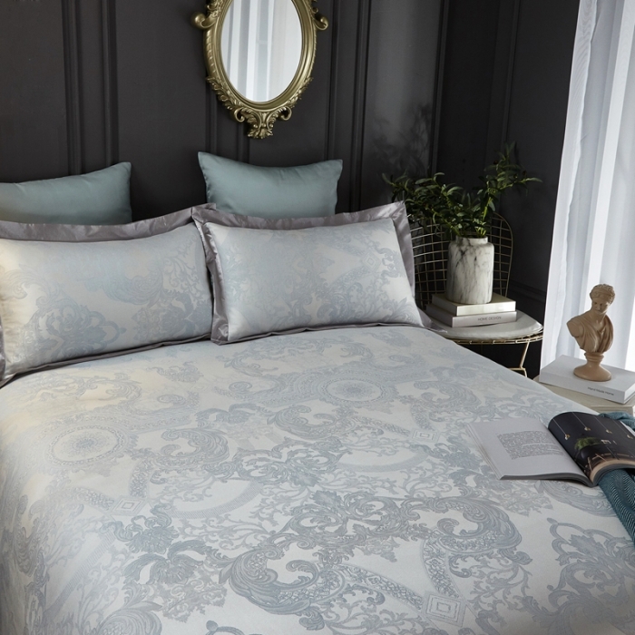 91家纺网 家纺一手货源 找家纺 威克凯丽2023新款重磅七彩大提花纯竹纤维软凉席三件套丝莉洛