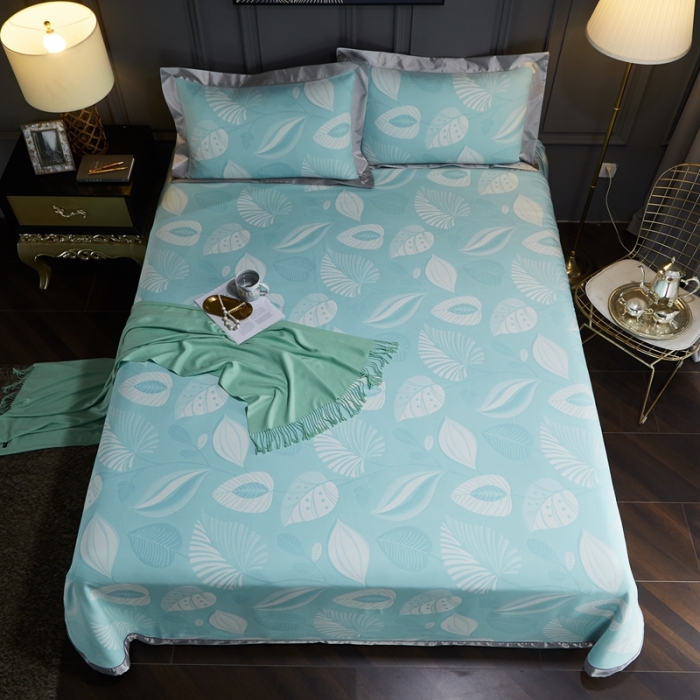 91家纺网 家纺一手货源 找家纺 威克凯丽2022重磅七彩大提花纯竹纤维软凉席三件套叶语谣香绿