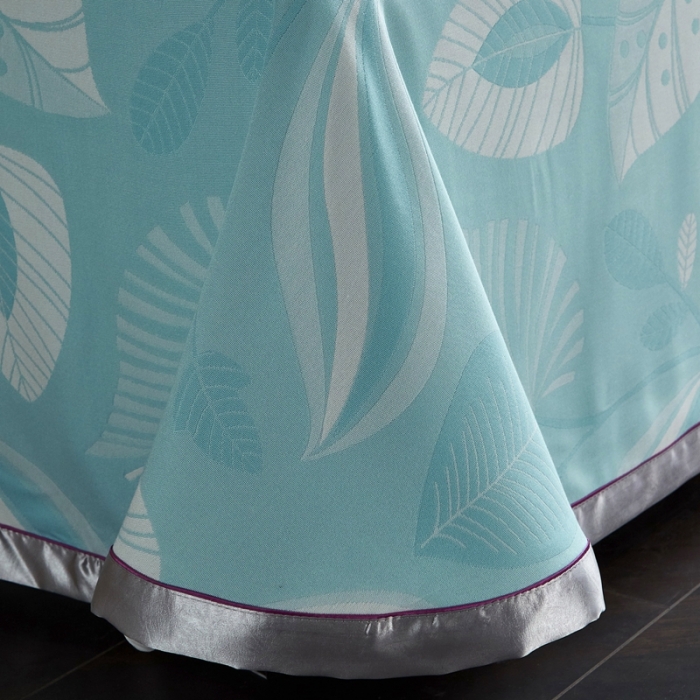 91家纺网 家纺一手货源 找家纺 威克凯丽2022重磅七彩大提花纯竹纤维软凉席三件套叶语谣香绿